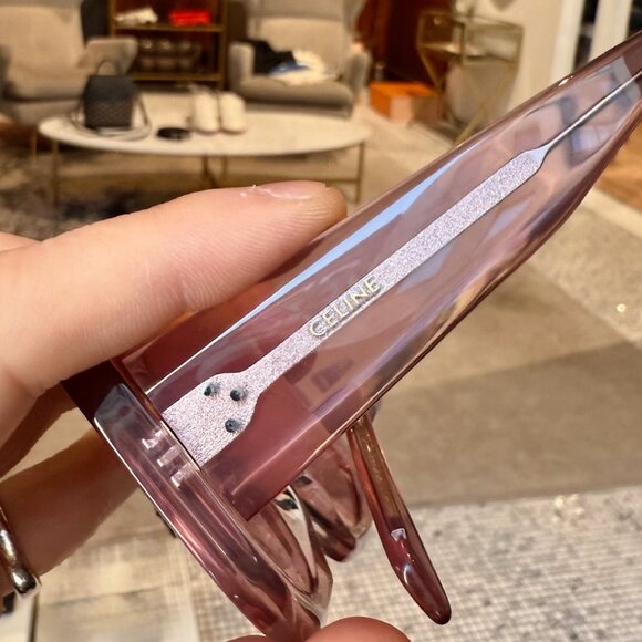 Celine CL402771 Pink Clear Rectangular Cat-Eye Sunglasses - Picture 9 of 11